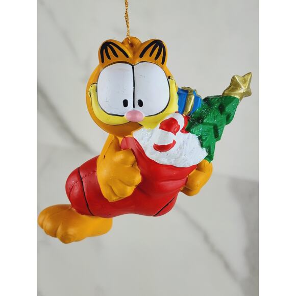 Garfield w/ Tree Ornament 4" Christmas Stocking Holidays 90's Kurt Adler Vintage - Picture 12 of 15
